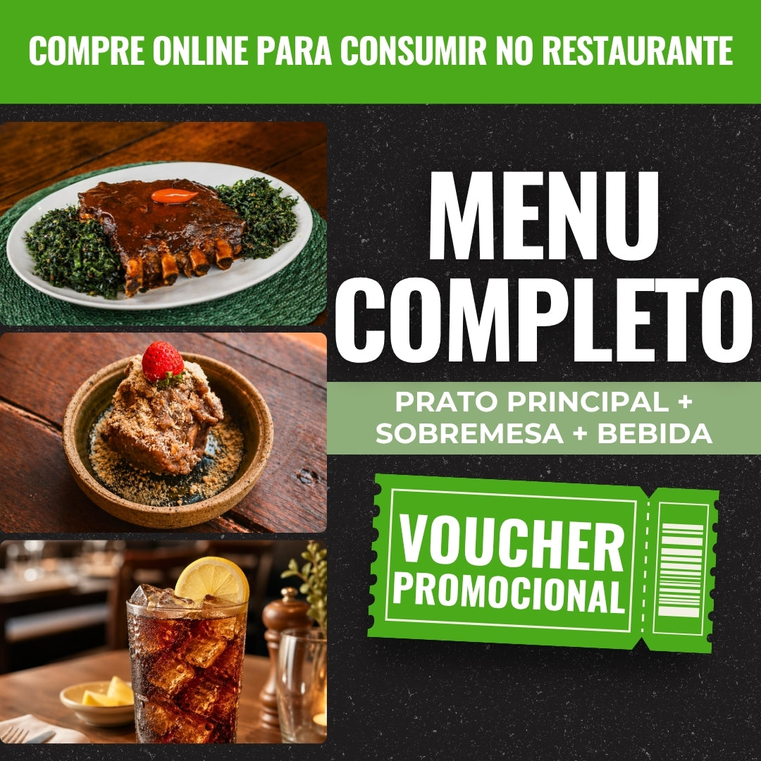 Menu Completo - Prato Principal + Sobremesa + Bebida